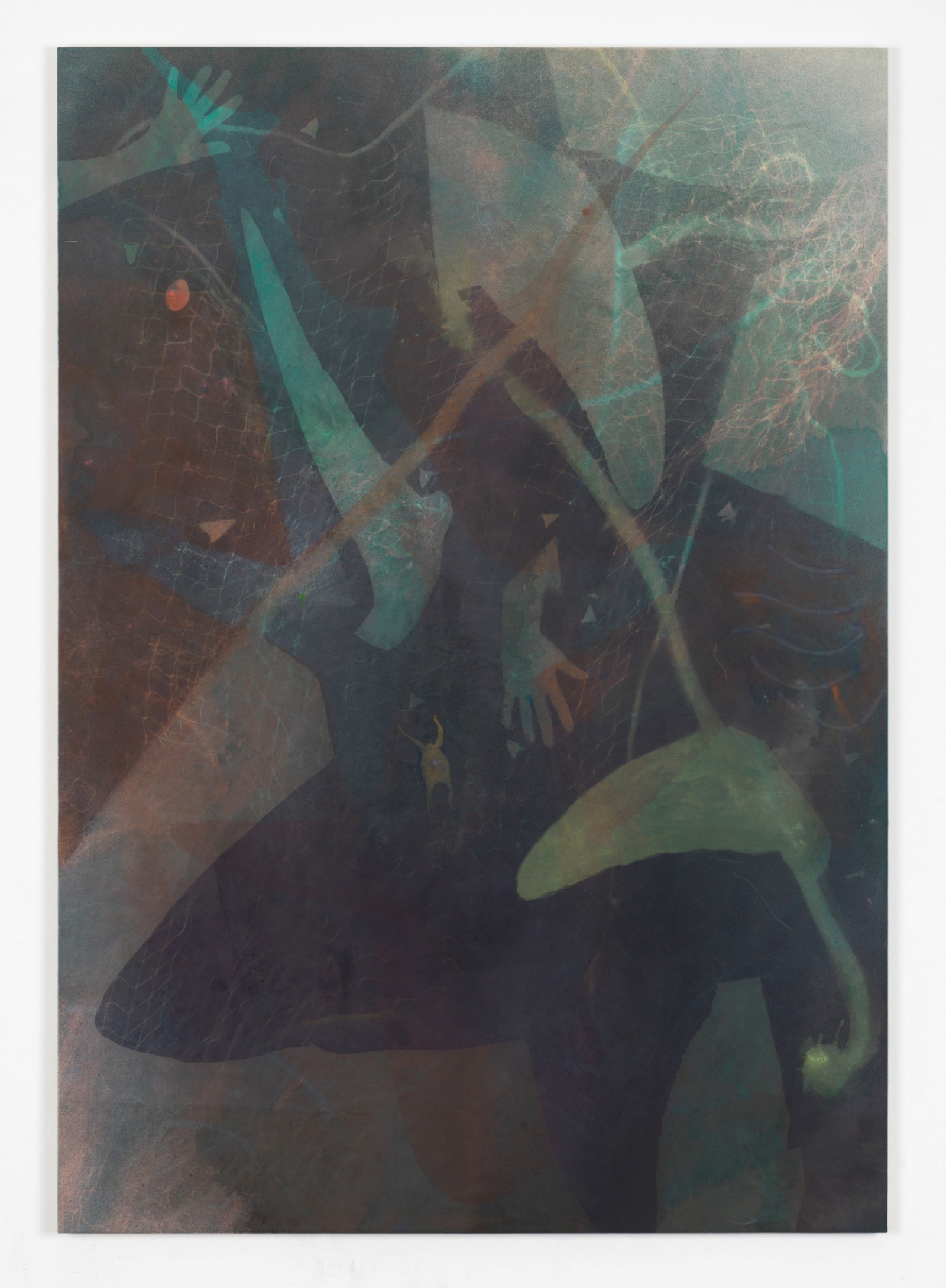 Kim Nekarda: Untitled, 2015, vinyl color & body print on cotton, 200 x 140 cm