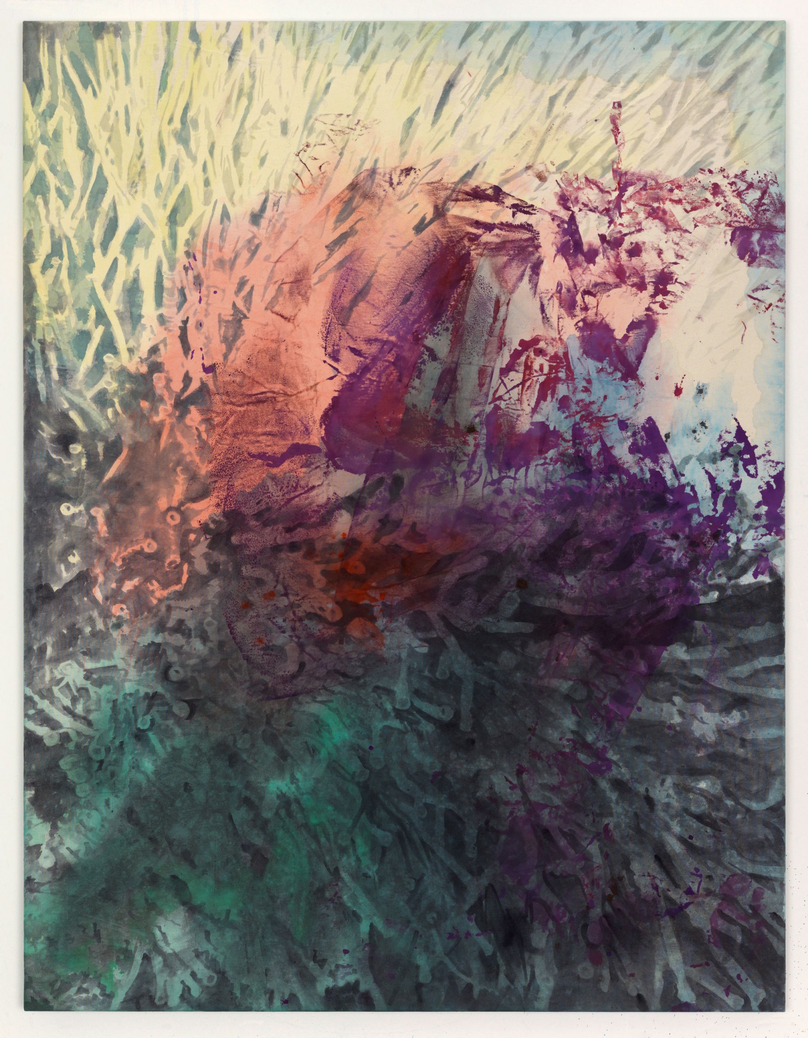 Kim Nekarda: untitled, 2014, vinyl color & body print on cotton, 130 x 100 cm