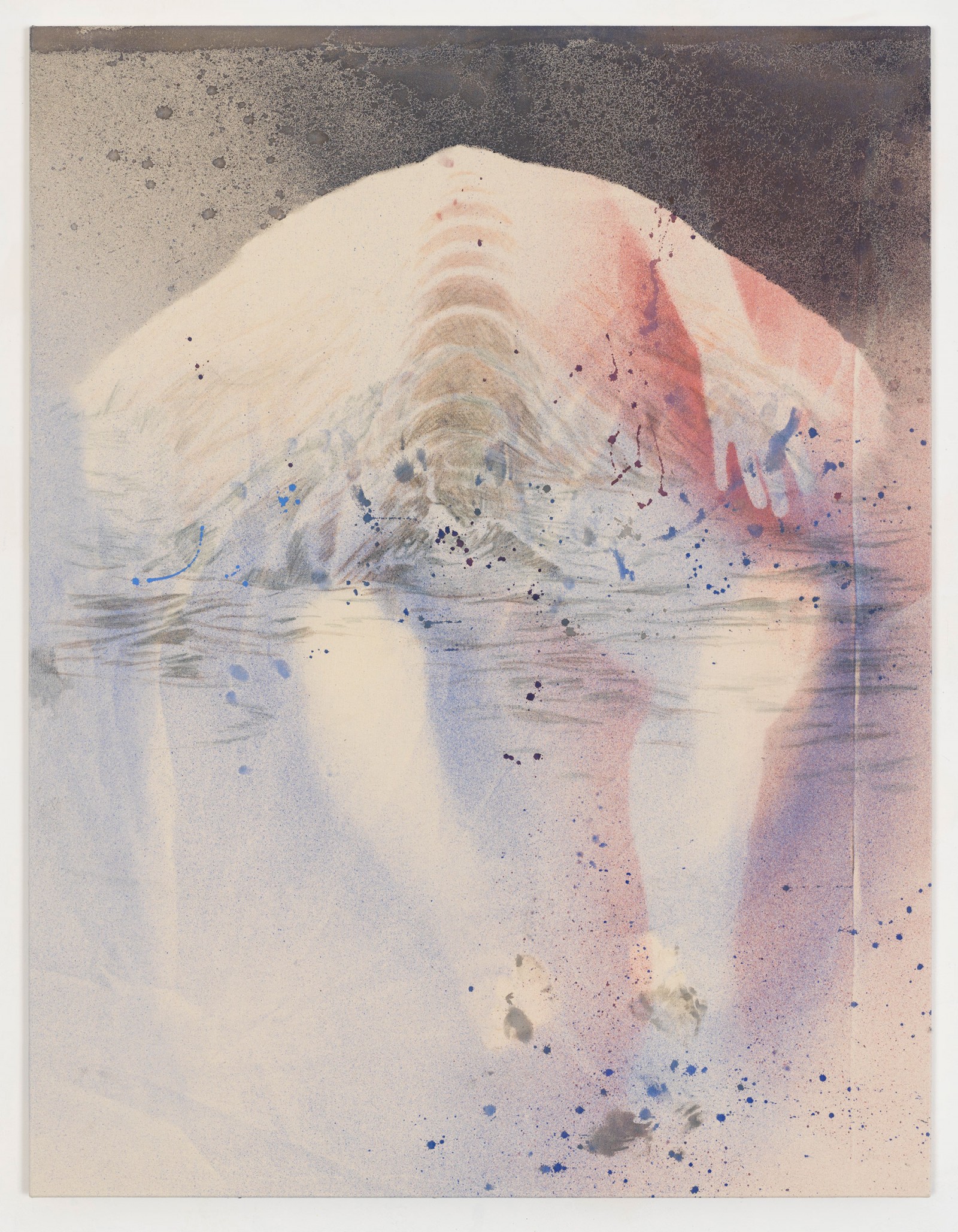 Kim Nekarda: untitled, 2018, vinyl color, crayon & body print on cotton, 130 x 100 cm