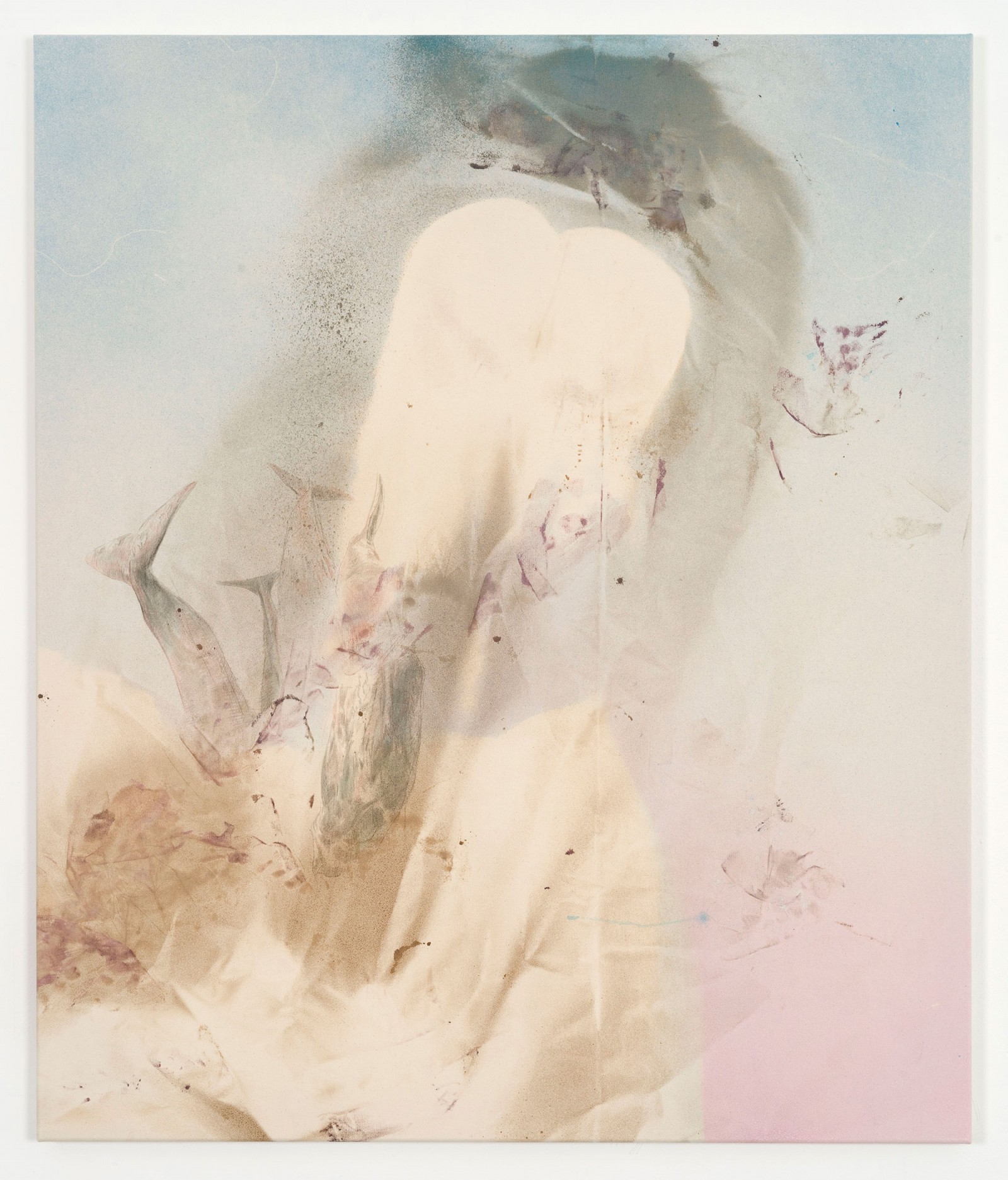 Kim Nekarda: untitled, 2019, vinyl color, crayon & body print on cotton, 130 x 110 cm, private collection, helsinki