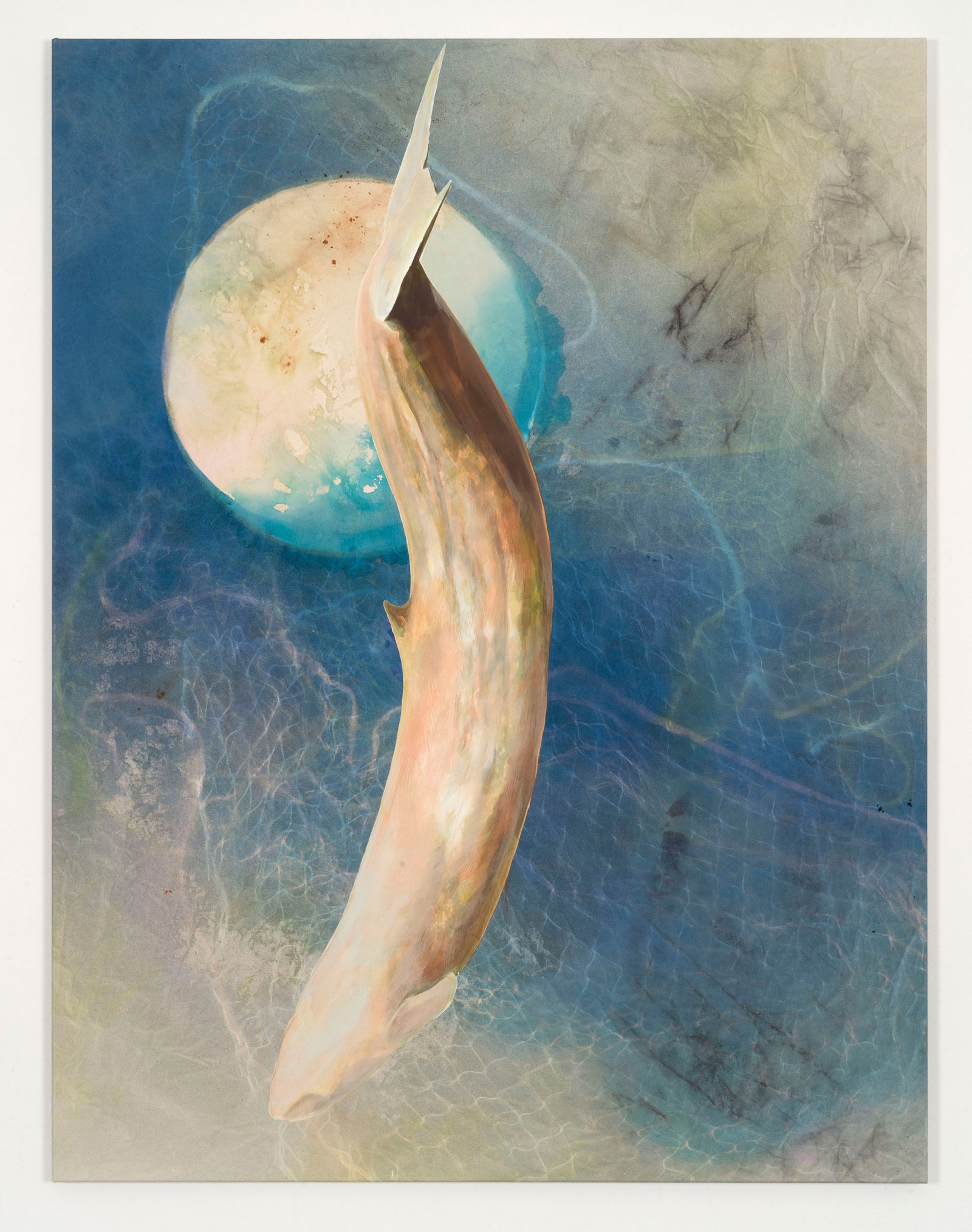 Kim Nekarda: untitled, 2019, vinyl color & body print on cotton, 170 x 130 cm