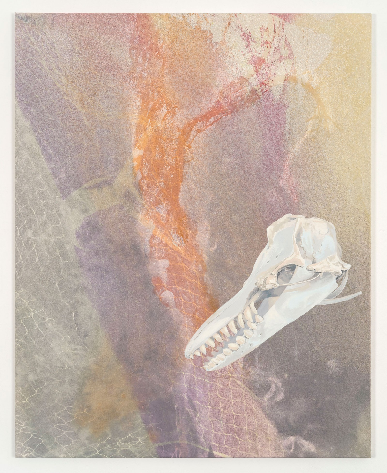 Kim Nekarda: untitled, 2020, vinyl color & body print on cotton, 150 x 120 cm