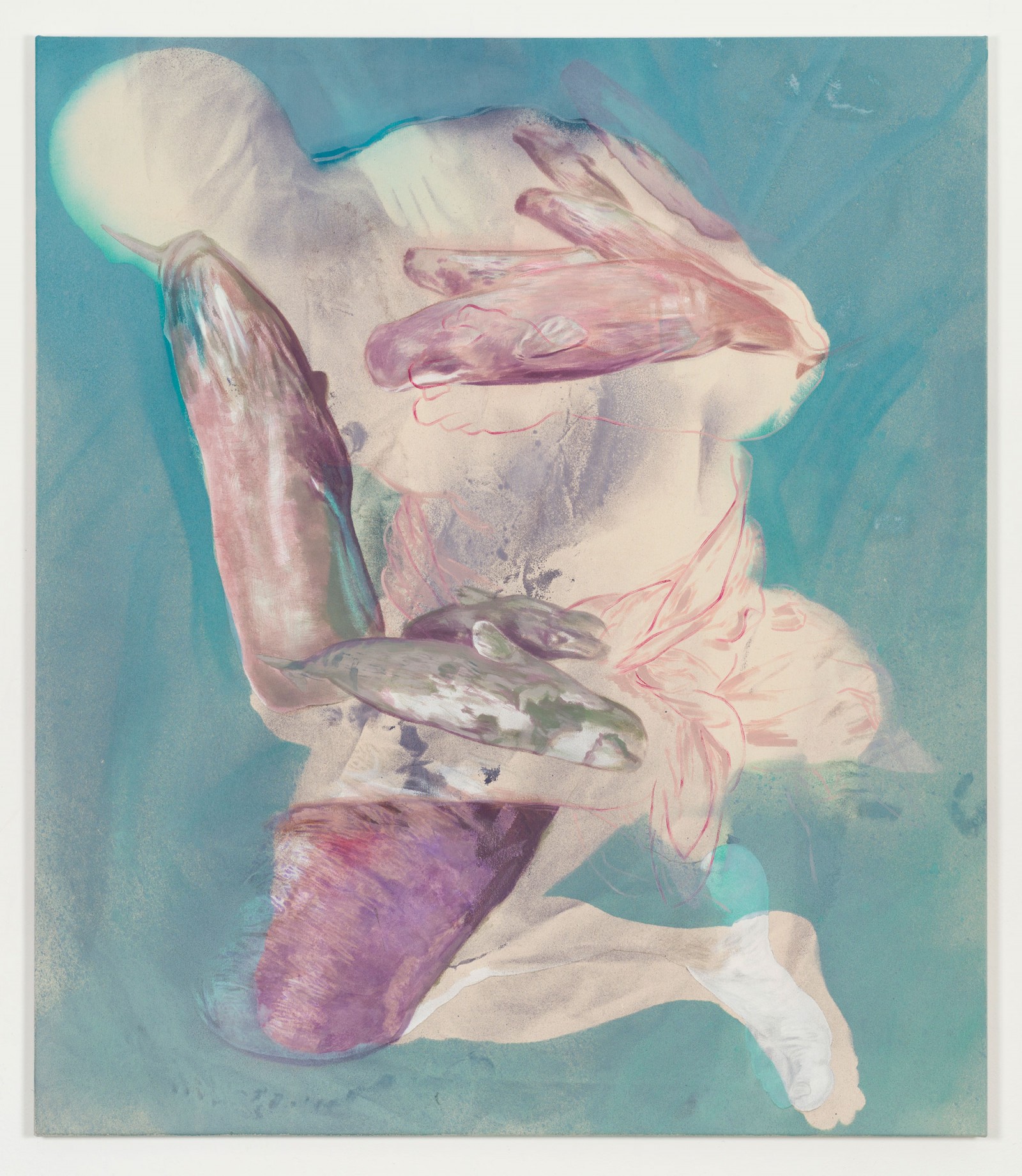 Kim Nekarda: untitled, 2018, vinyl color & body print on cotton, 150 x 130 cm