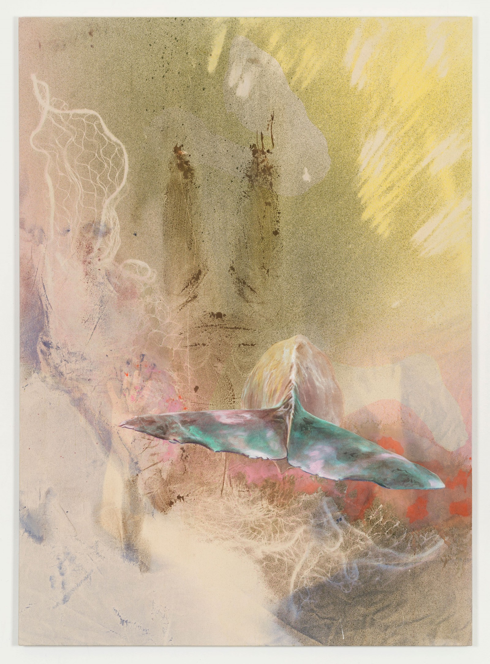 Kim Nekarda: untitled, 2019, vinyl color & body print on cotton, 180 x 130 cm