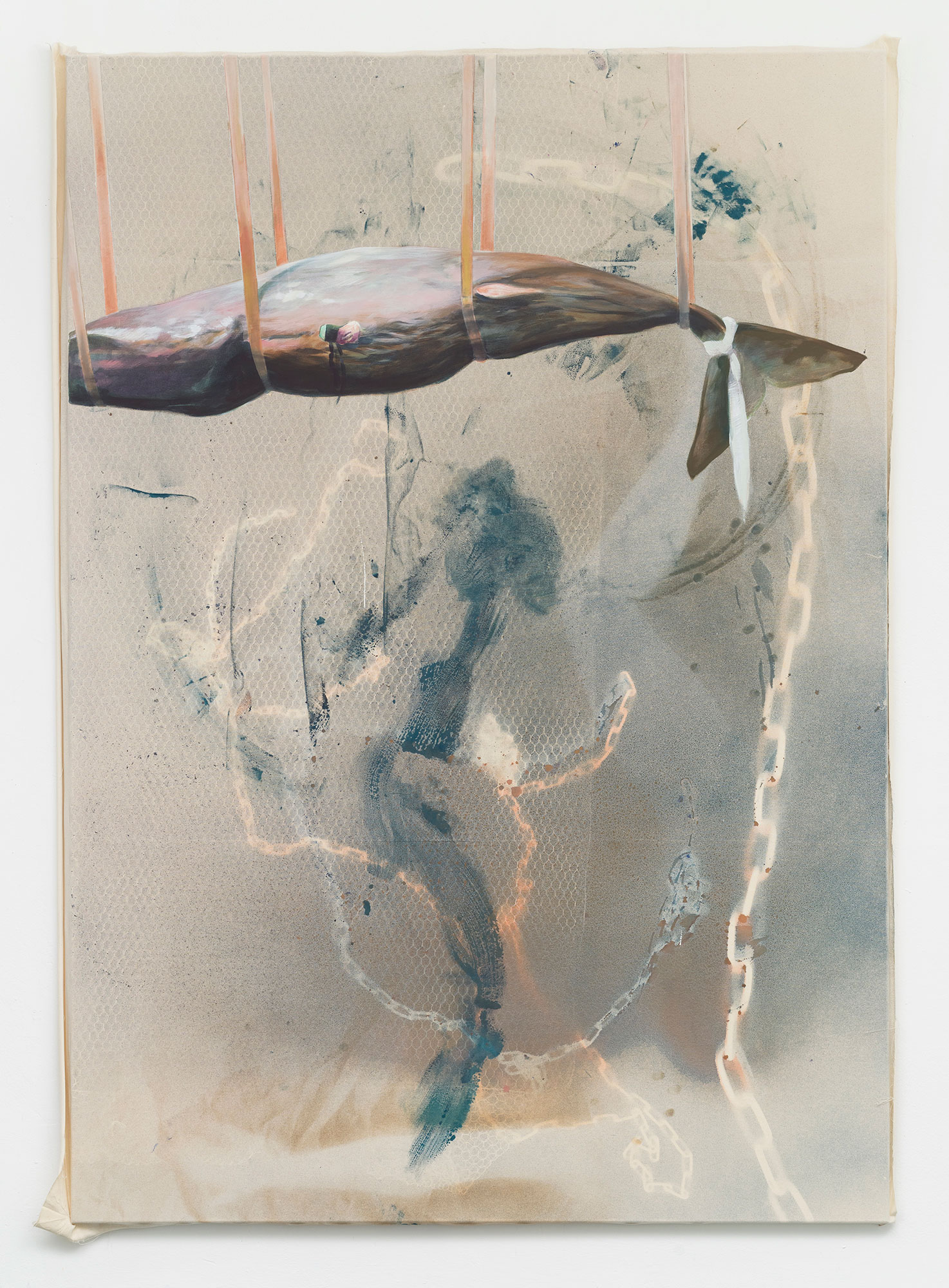 Kim Nekarda: tenderloin, 2020, vinyl color & body print on cotton, 204 x 147 x 8 cm