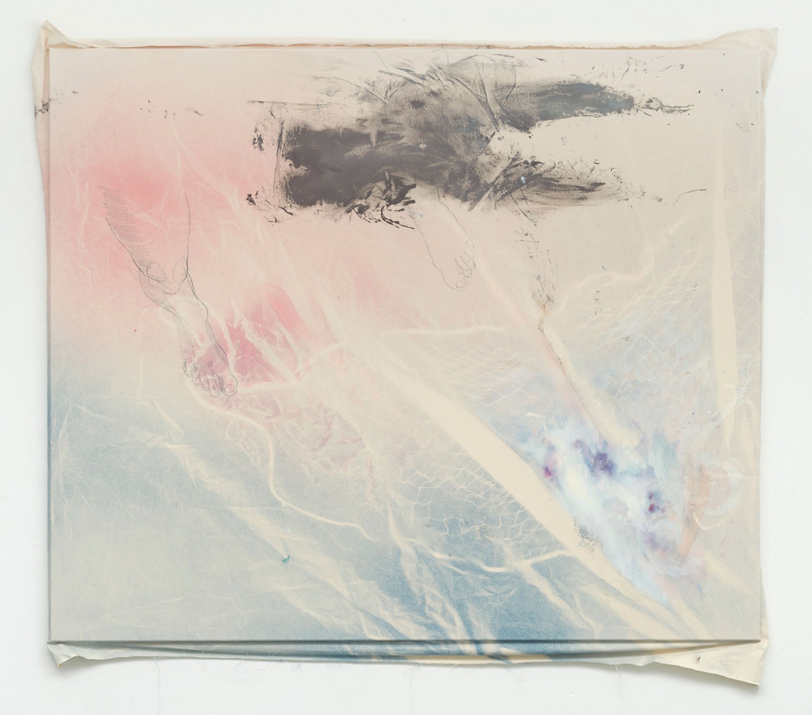 Kim Nekarda: untitled, 2020, vinyl color & body print on cotton, 166 x 189 x 7 cm
