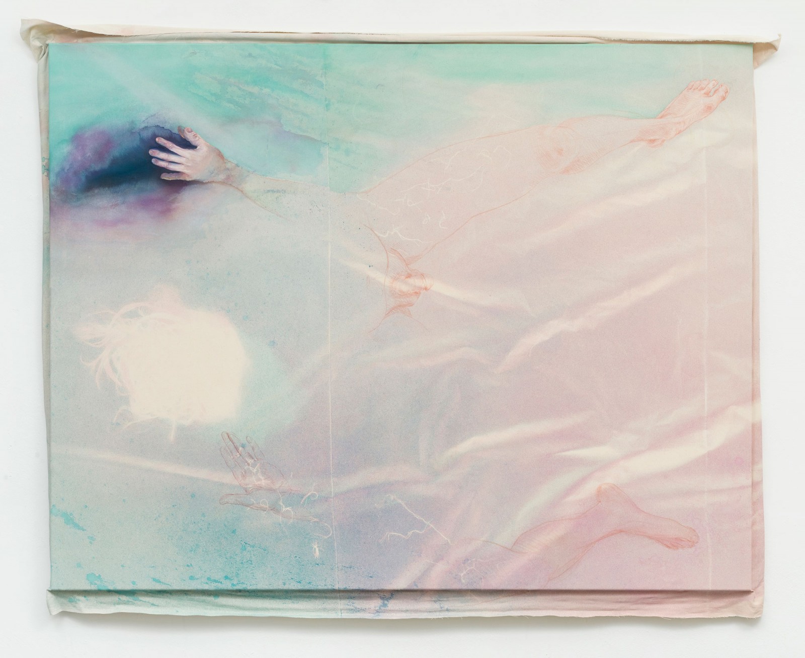 Kim Nekarda: untitled, 2020, vinyl color & crayon on cotton, 163 x 217 x 4 cm
