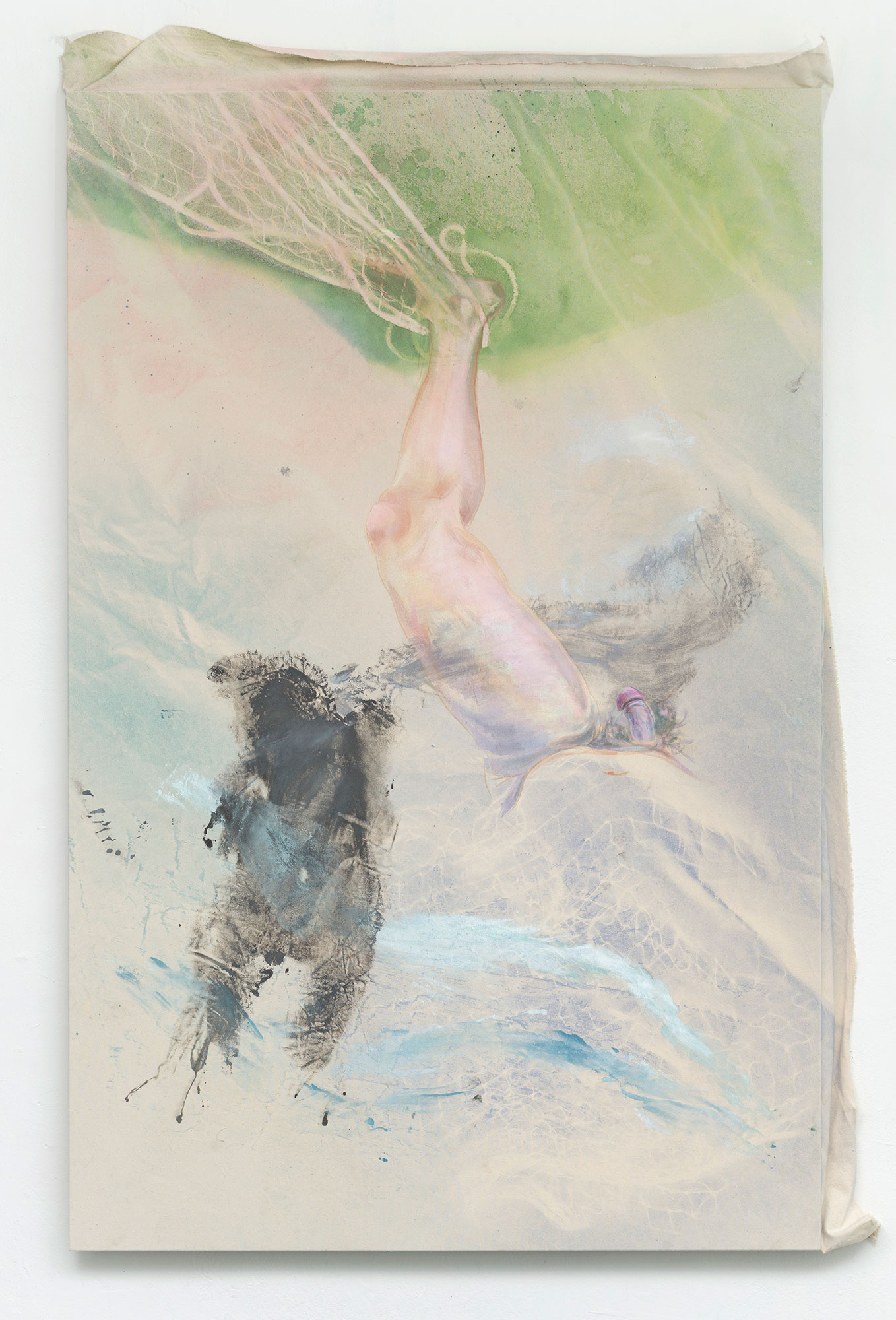 Kim Nekarda: untitled, 2020, vinyl color & body print on cotton, 211 x 143 x 5 cm