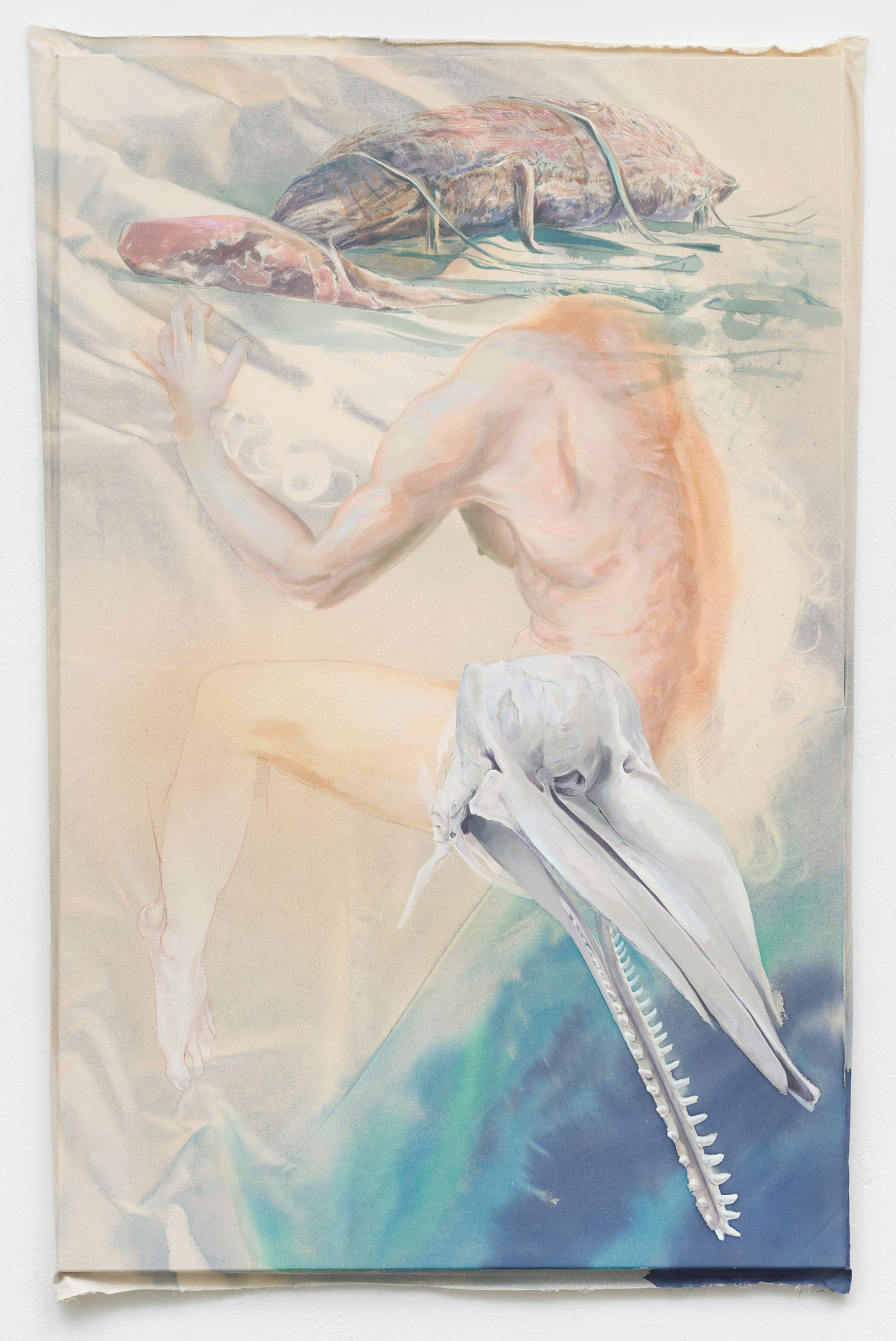Kim Nekarda: untitled, 2021, vinyl color, ink & crayon on cotton, 209 x 137 cm