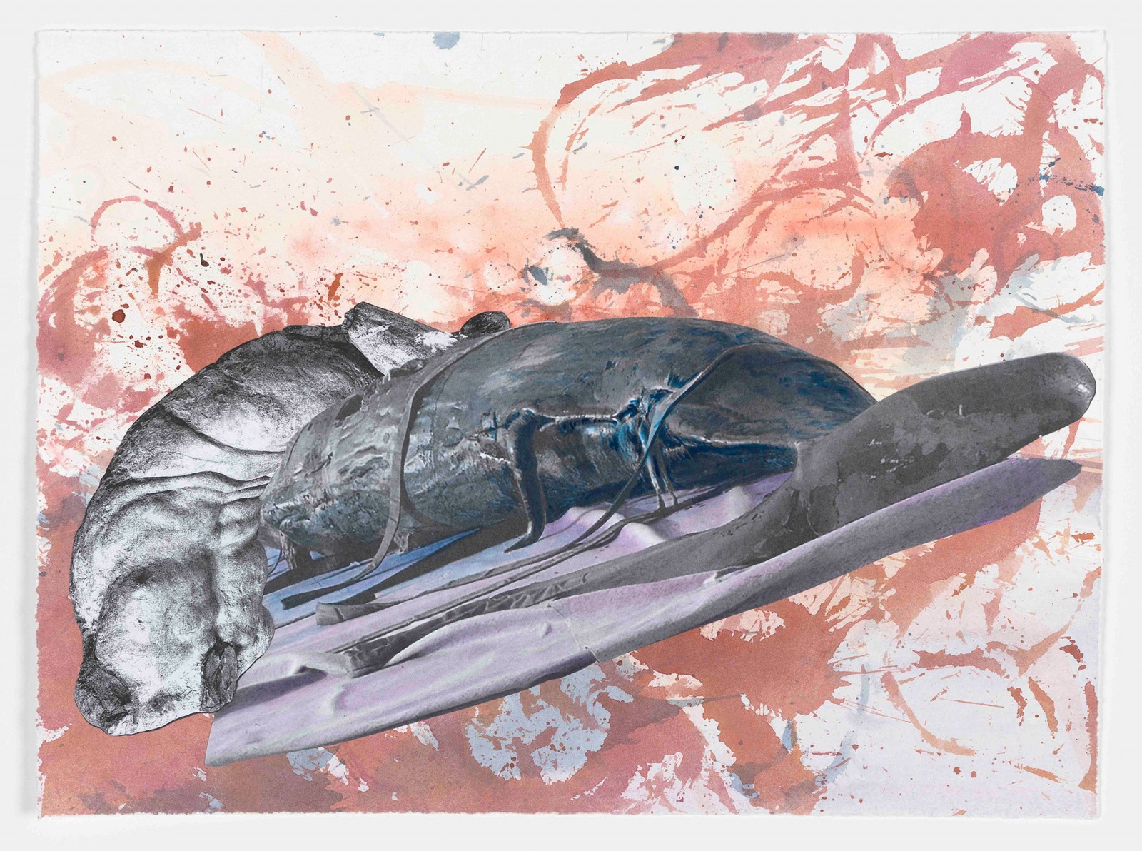 Kim Nekarda: untitled, 2022, Watercolour, Ink & Photocopy on Paper, 28 x 37,5 cm
