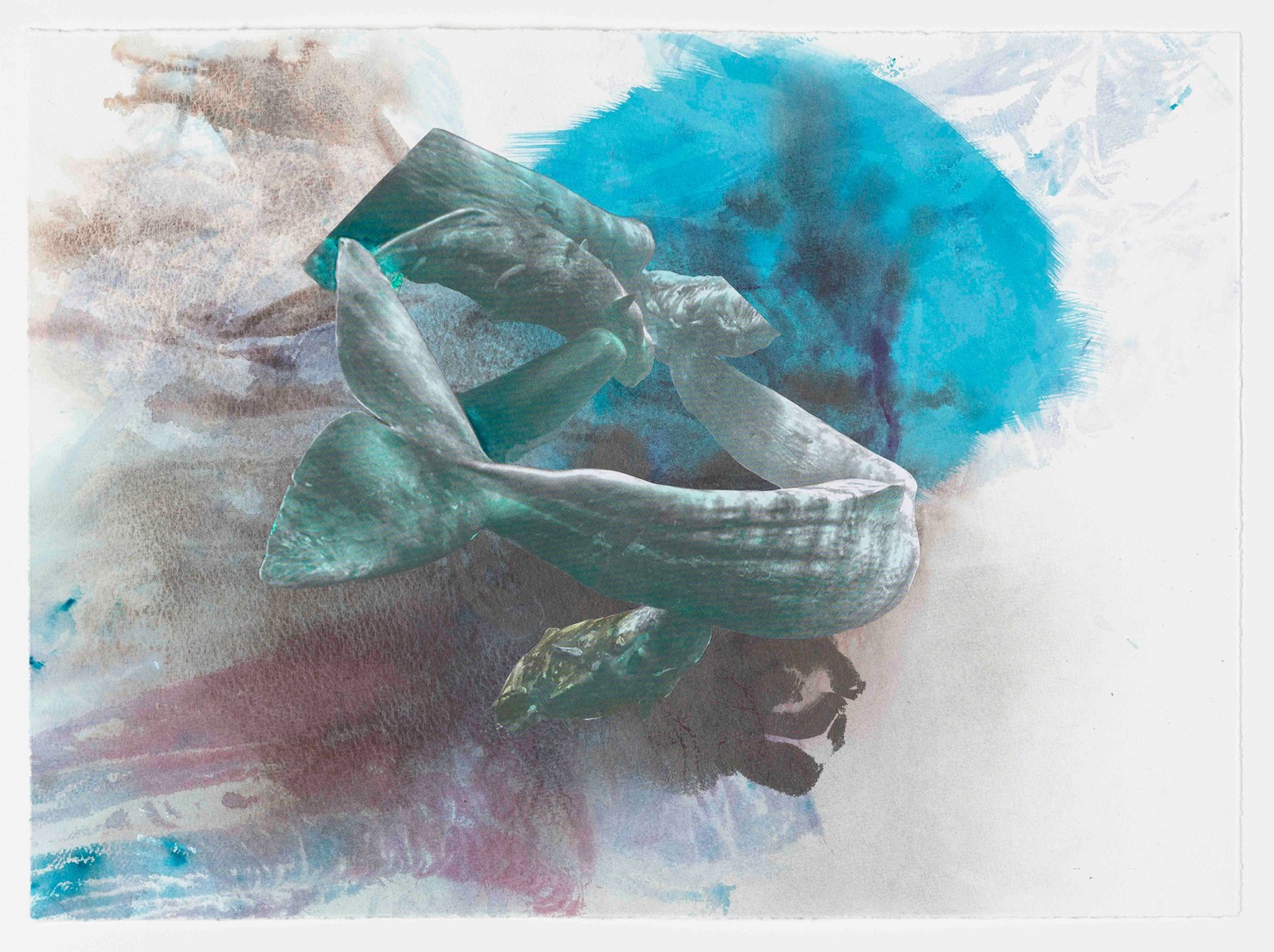 Kim Nekarda: untitled, 2021, Watercolour, Ink, Graphite, Photocopy & Body Print on Paper, 39 x 53 cm