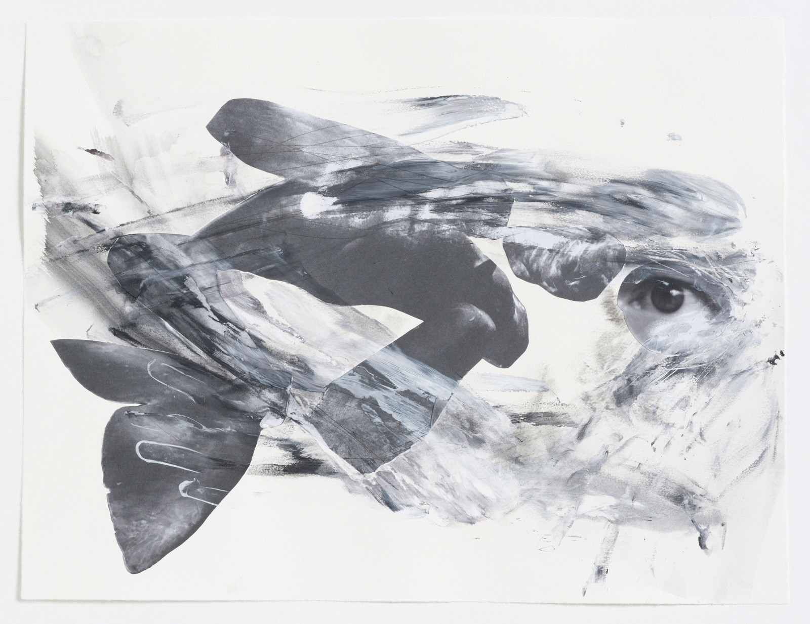 Kim Nekarda:  2023, Watercolour, Vinyl Color, Bodyprint & Photocopy & on Paper, 47 x 62 cm