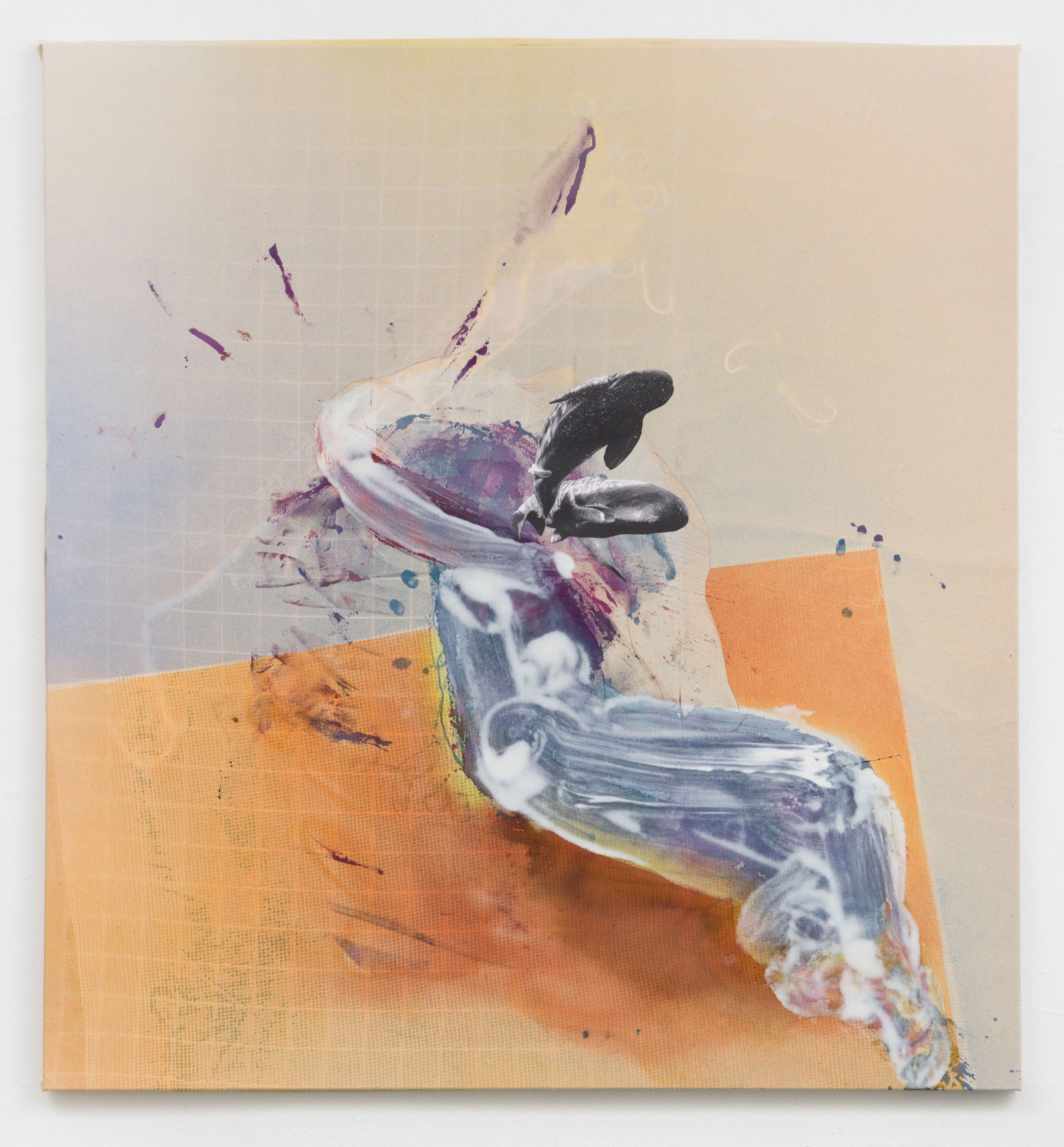 Kim Nekarda: 2022, Vinyl Color, Ink, Crayon, Photocopy & Body Print on Cotton, 152 x 141 cm