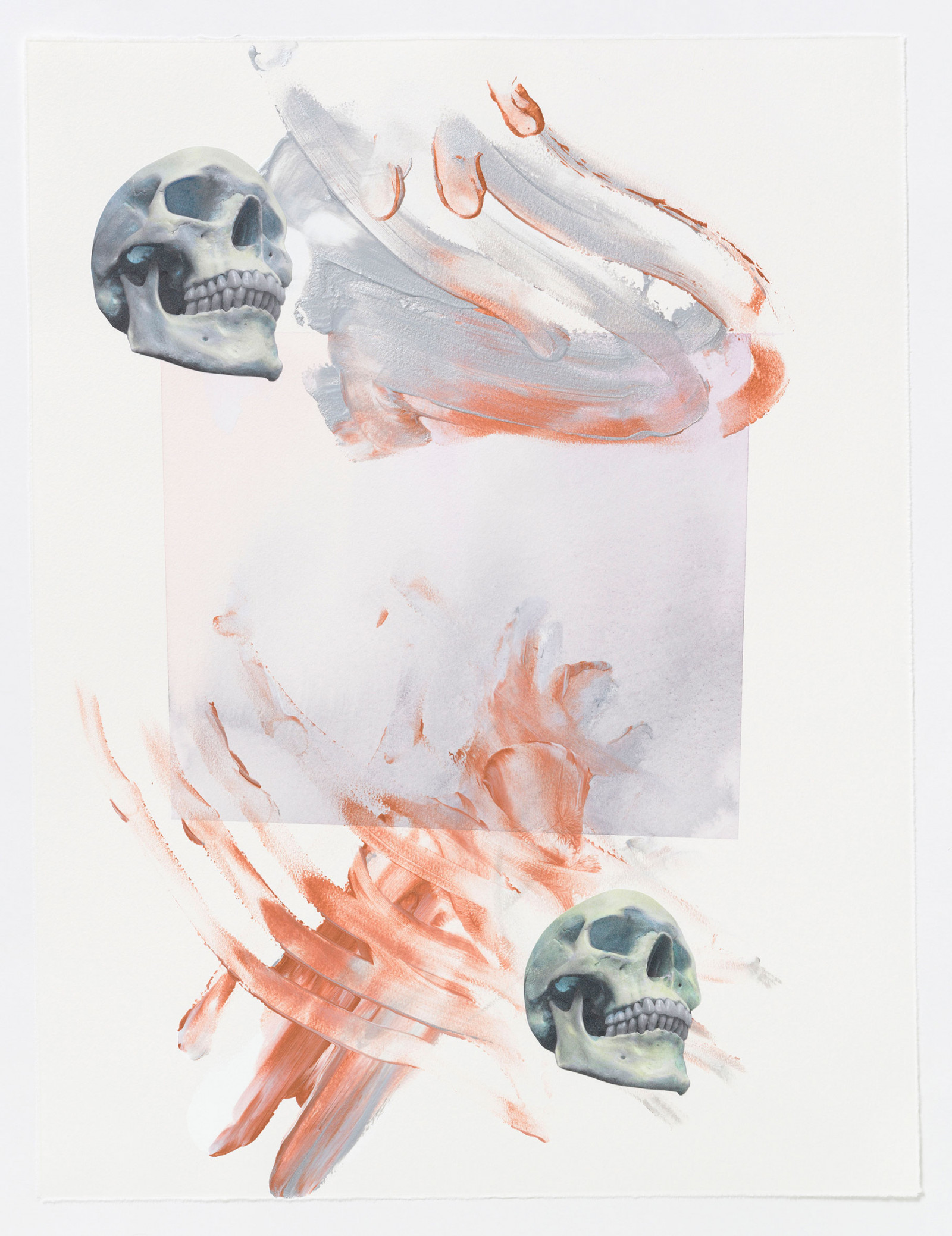 Kim Nekarda: 2022, Watercolour, Vinyl Color, Bodyprint & Photocopy on Paper, 62 x 47 cm