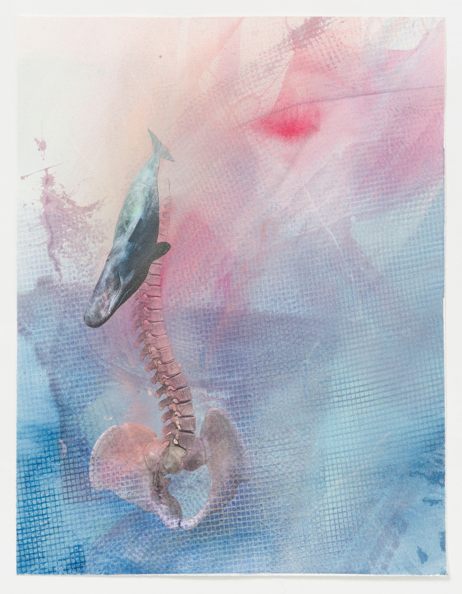 Kim Nekarda: untitled, 2023, watercolour, acrylic & photocopy on paper, 61,5 x 47,5 cm