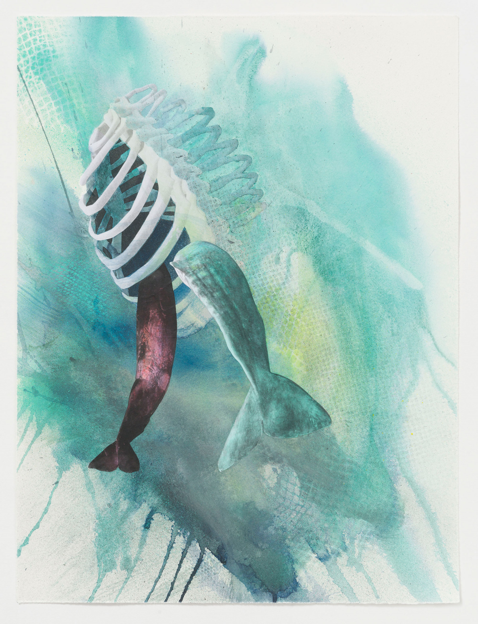 Kim Nekarda: untitled, 2024, watercolour, acrylic, ink & photocopy on paper, 61,5 x 46,5 cm