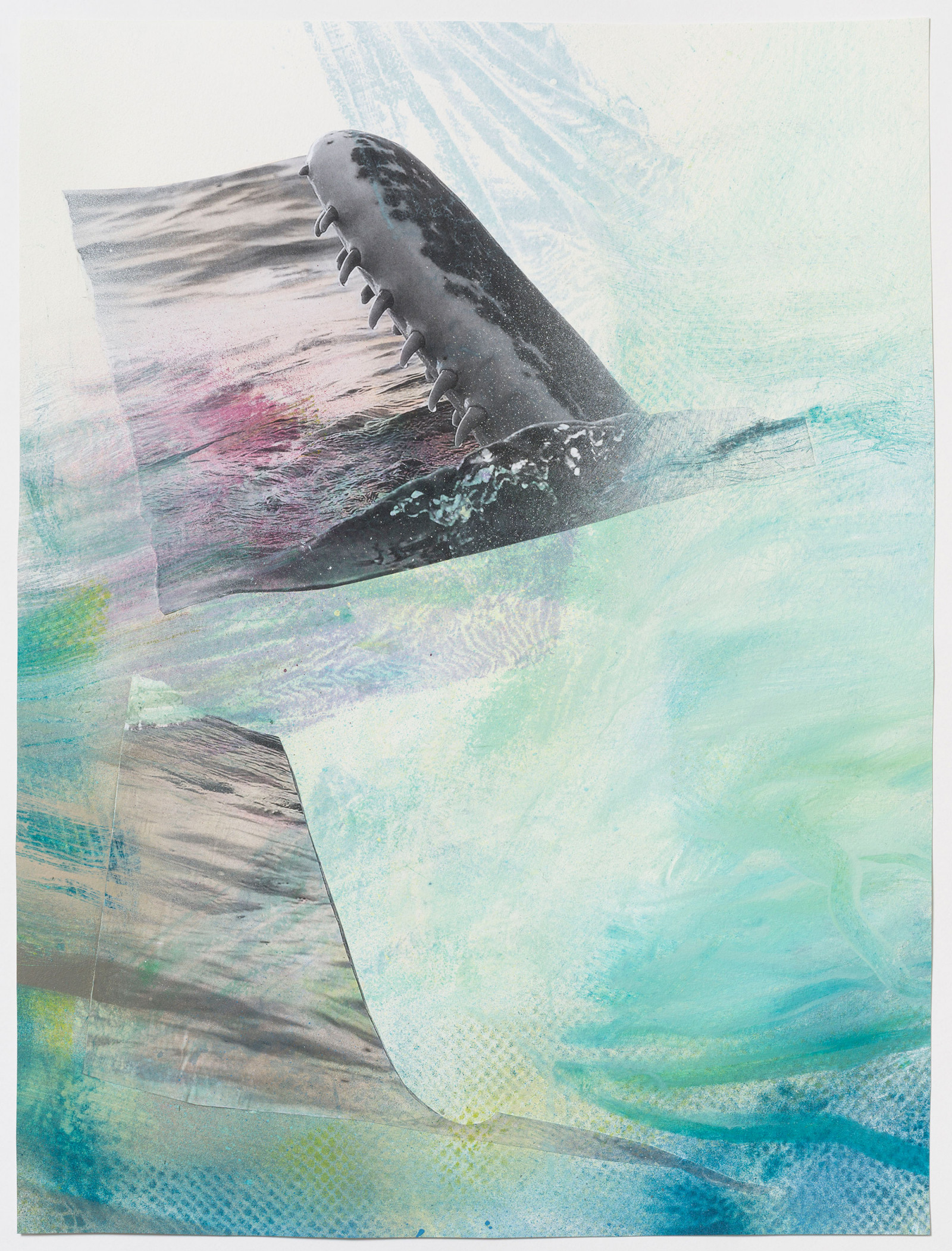 Kim Nekarda: untitled, 2025, watercolour, acrylic, vinyl color, body print & photocopy on paper, 61 x 46 cm, private collection berlin