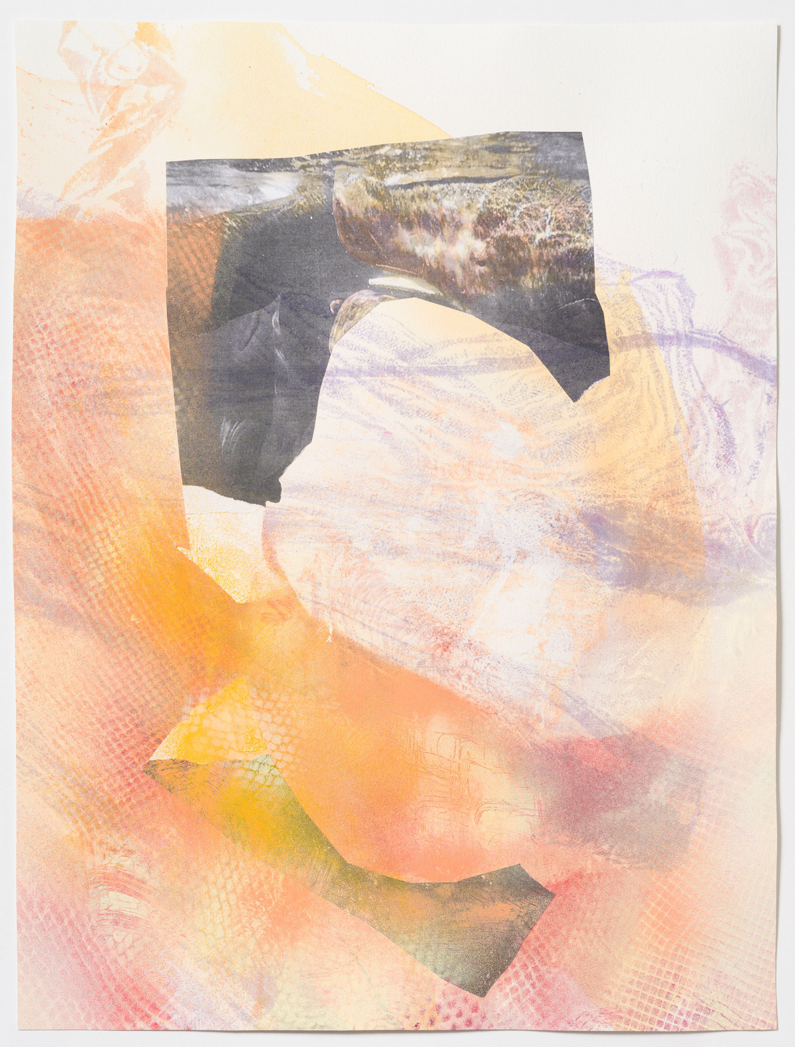 Kim Nekarda: untitled, 2025, watercolour, acrylic, vinyl color, bodyprint & photocopy on paper, 62 x 46,5 cm