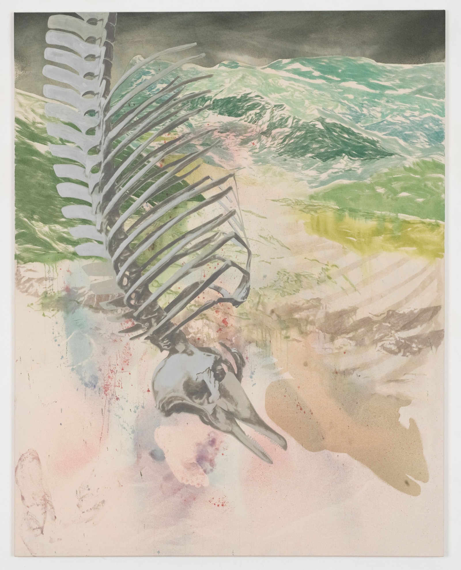 Kim Nekarda: untitled, 2018, vinyl color & body print on cotton, 190 x 150 cm