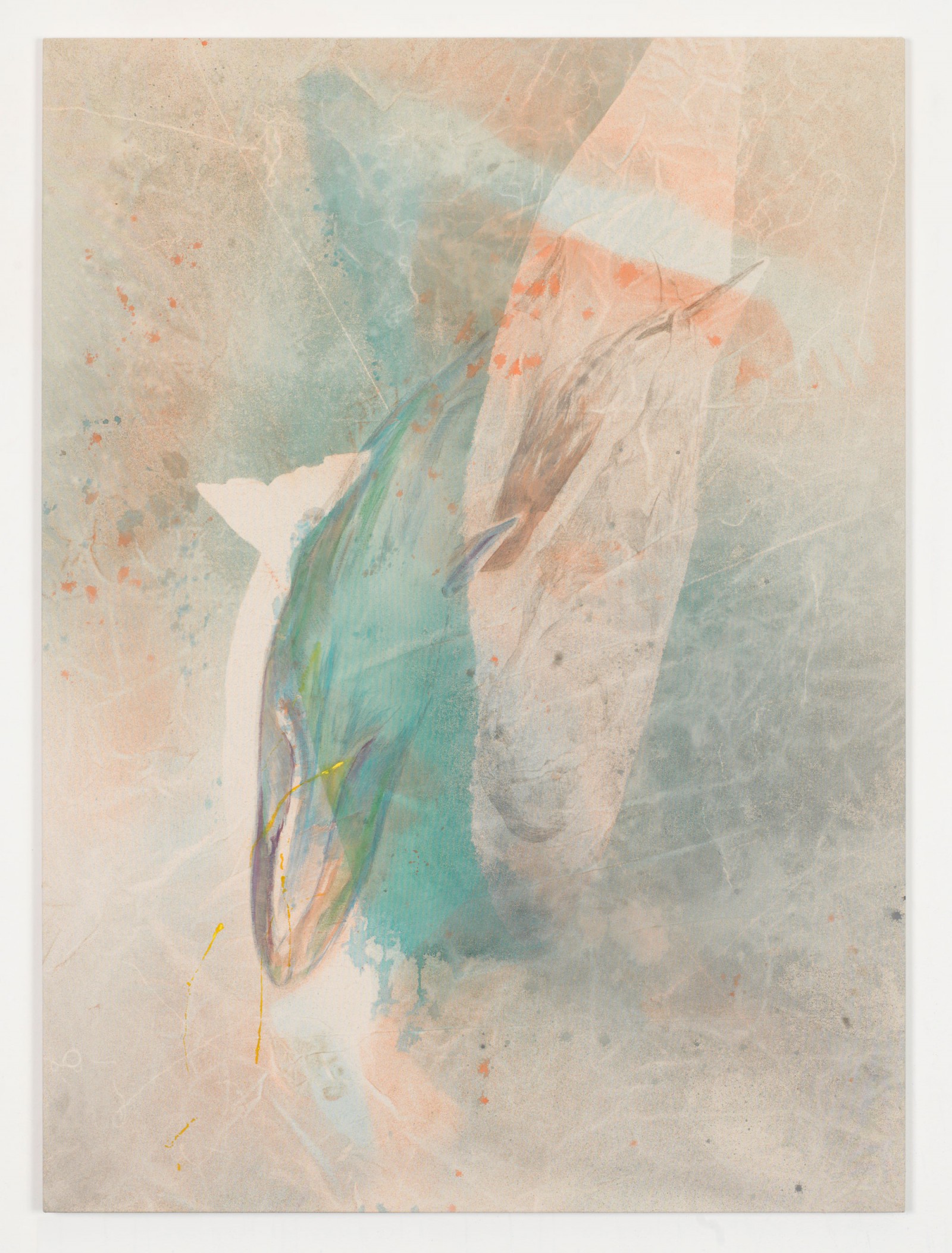 Kim Nekarda: untitled, 2017, vinyl color, pencil & body print on cotton, 180 x 130 cm, private collection, berlin