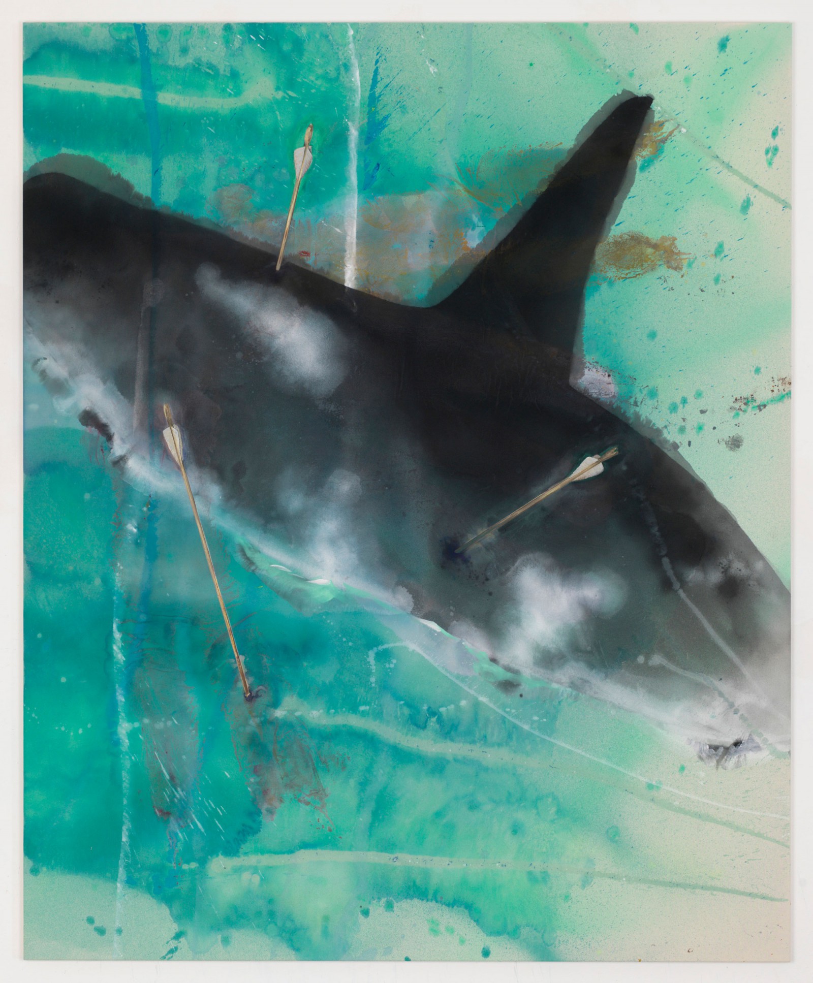 Kim Nekarda: untitled, 2017, vinyl color & body print on cotton, 220 x 180 cm