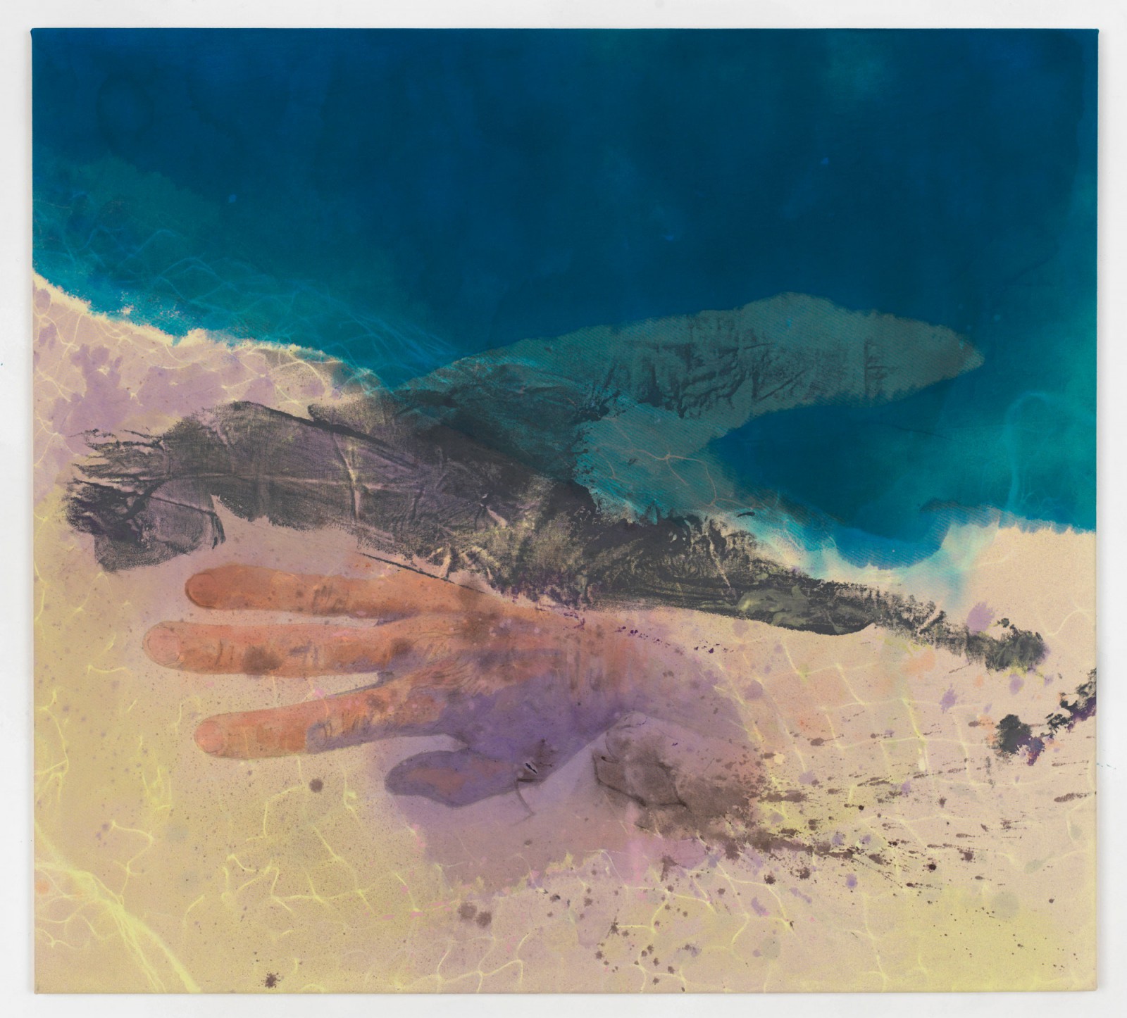 Kim Nekarda: untitled, 2016, vinyl color & body print on cotton, 100 x 110 cm
