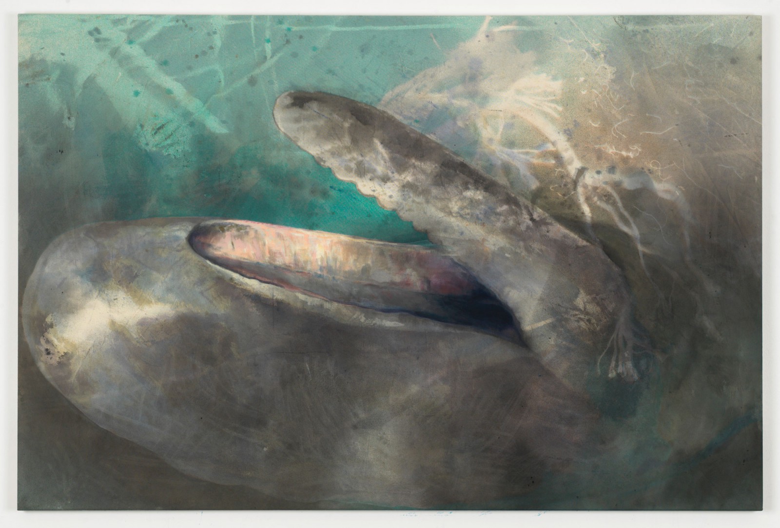 Kim Nekarda: lebensform, 2015, vinyl color & body print on cotton, 130 x 195 cm