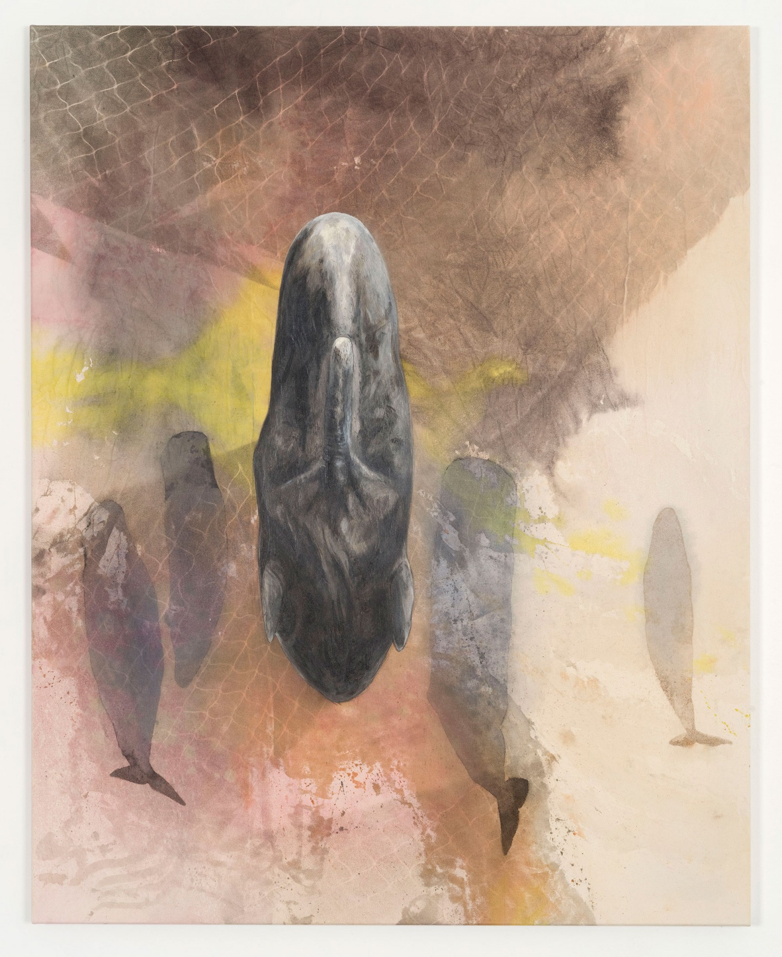 Kim Nekarda: untitled, 2020, vinyl color & body print on cotton, 150 x 120 cm